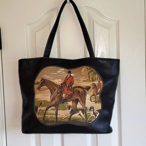 Vintage Equestrian Fox hunting scene tote/ shoulder bag
